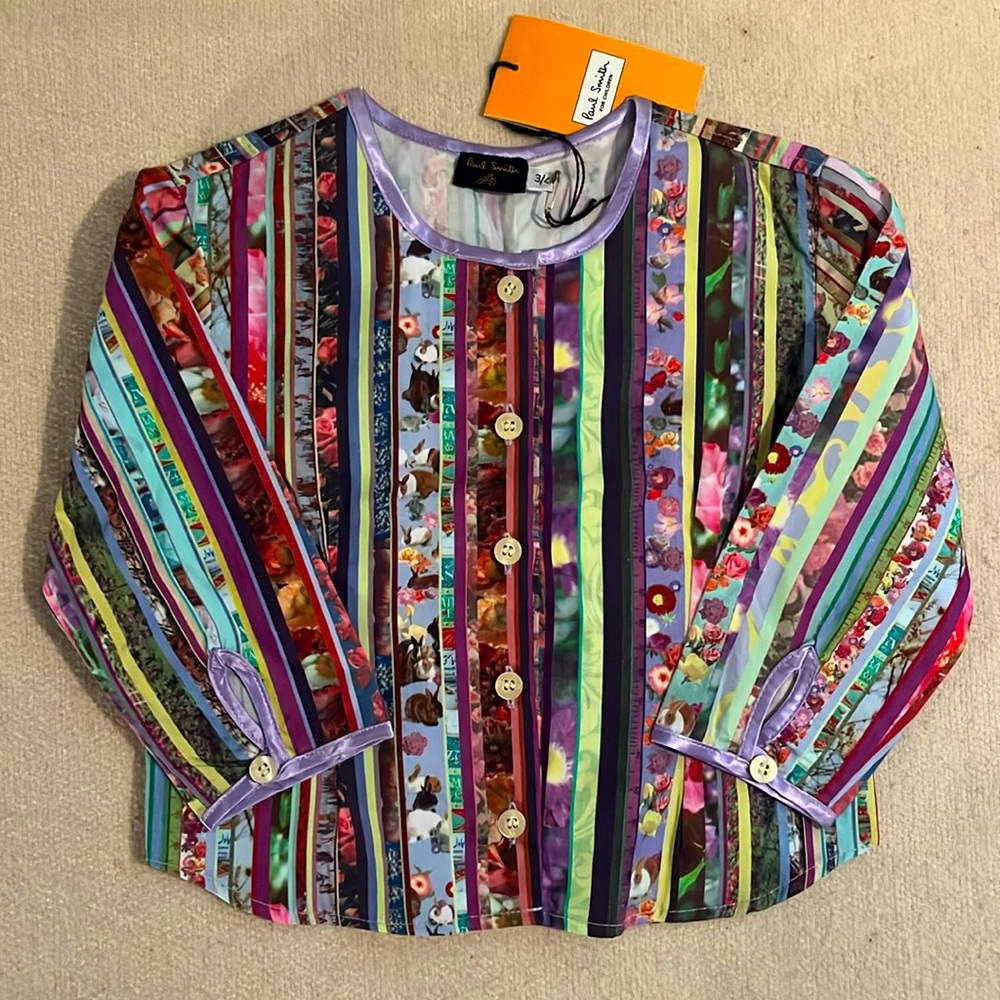 Paul Smith mainline for children’s girls sz 3/4 rabbits & roses stripe top